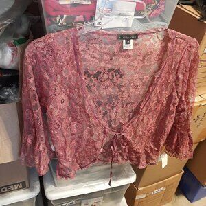 NEW TAG ! Vintage Westonwear Burgundy Lace Long Sleeve Size M